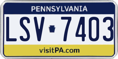 PA license plate LSV7403