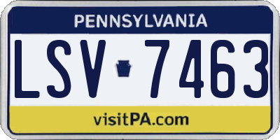 PA license plate LSV7463