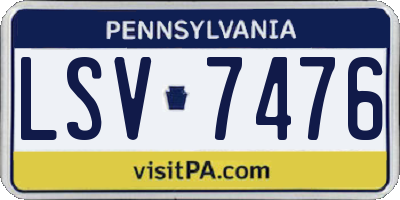 PA license plate LSV7476