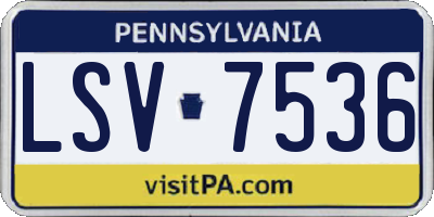PA license plate LSV7536