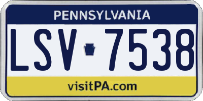 PA license plate LSV7538