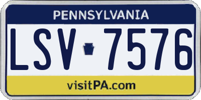 PA license plate LSV7576