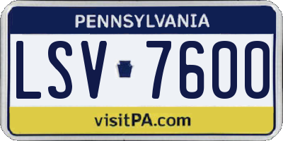 PA license plate LSV7600