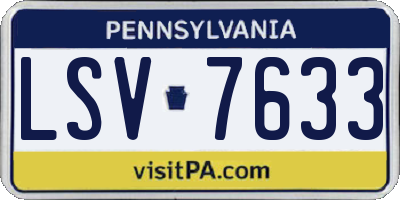 PA license plate LSV7633