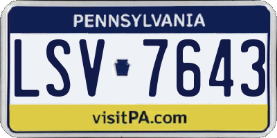 PA license plate LSV7643