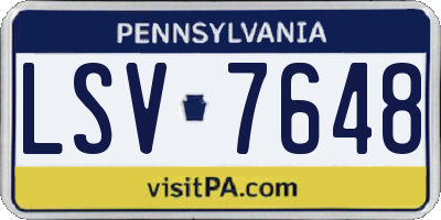 PA license plate LSV7648