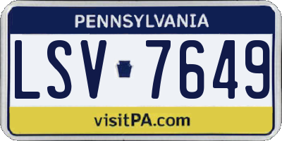 PA license plate LSV7649