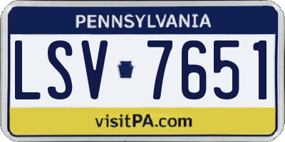 PA license plate LSV7651