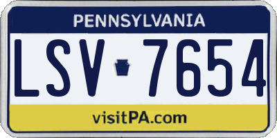 PA license plate LSV7654