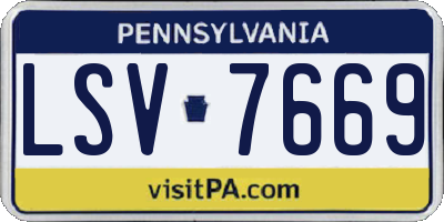 PA license plate LSV7669