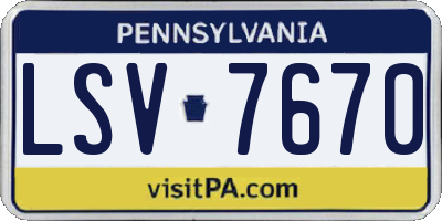 PA license plate LSV7670