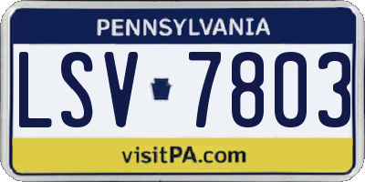 PA license plate LSV7803