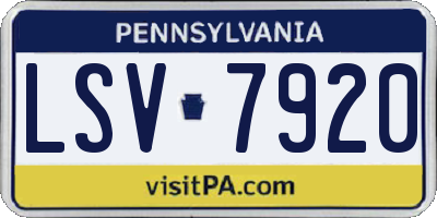 PA license plate LSV7920