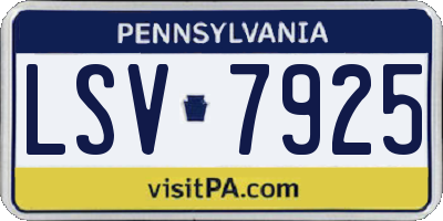 PA license plate LSV7925