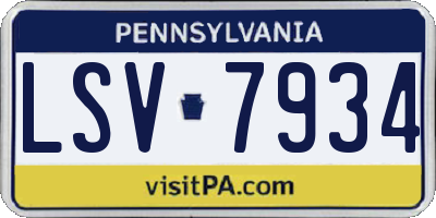 PA license plate LSV7934