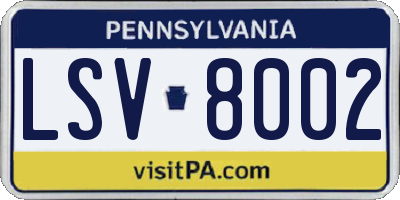 PA license plate LSV8002