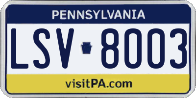 PA license plate LSV8003