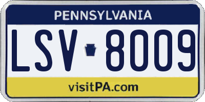 PA license plate LSV8009