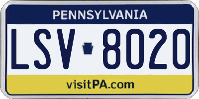 PA license plate LSV8020