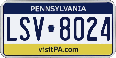 PA license plate LSV8024