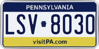PA license plate LSV8030