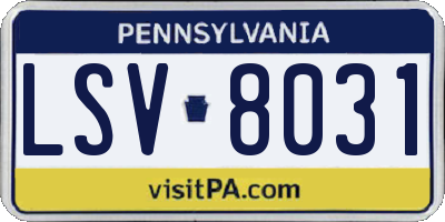PA license plate LSV8031