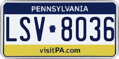 PA license plate LSV8036