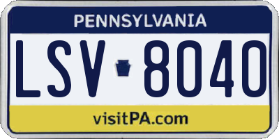 PA license plate LSV8040