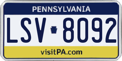 PA license plate LSV8092