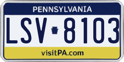 PA license plate LSV8103