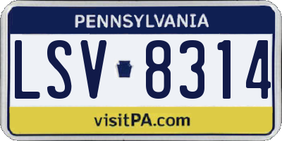 PA license plate LSV8314