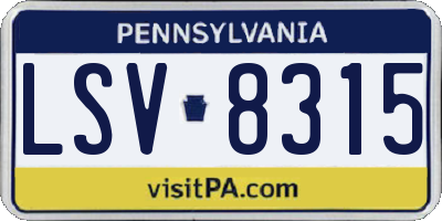 PA license plate LSV8315