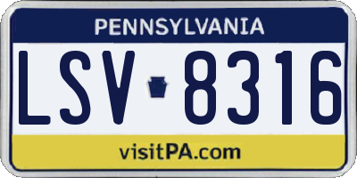 PA license plate LSV8316