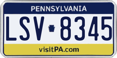 PA license plate LSV8345