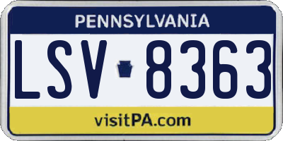 PA license plate LSV8363