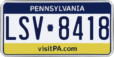 PA license plate LSV8418