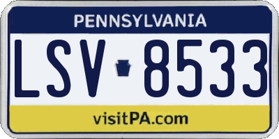 PA license plate LSV8533