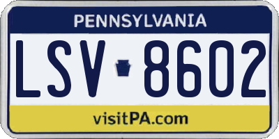 PA license plate LSV8602