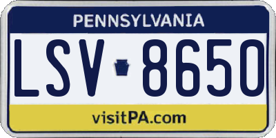 PA license plate LSV8650