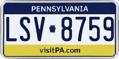 PA license plate LSV8759