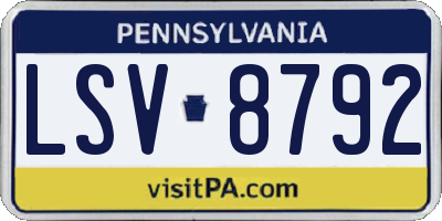 PA license plate LSV8792