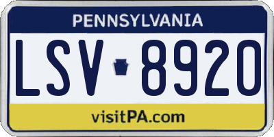 PA license plate LSV8920