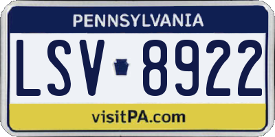 PA license plate LSV8922