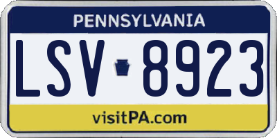 PA license plate LSV8923