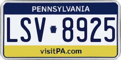 PA license plate LSV8925