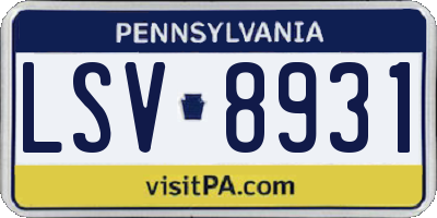 PA license plate LSV8931