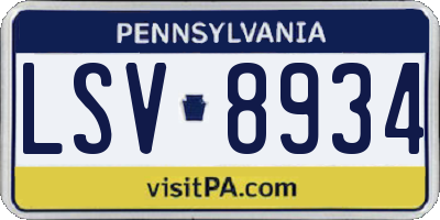 PA license plate LSV8934