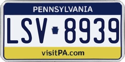 PA license plate LSV8939