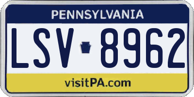 PA license plate LSV8962