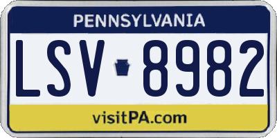 PA license plate LSV8982